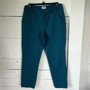 Merona Stretch Day Pants in Teal Blue with Curvy Fit and Tapered Leg and Pockets
